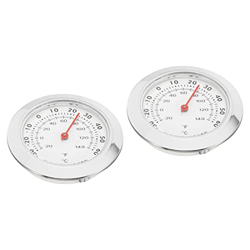 PATIKIL 2 Stück 1.69 Zoll Mini Indoor Outdoor Thermometer Temperatur Monitor Celsius/Fahrenheit Gauge Keine Batterie für Gewächshaus Tischraum Silber von PATIKIL