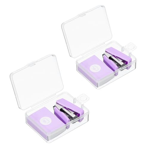 PATIKIL 2 Stück Mini-Tacker mit 800 Standardklammern, Morandi Desktop-Tacker-Set Niedlicher Schreibtischbüro-Tacker 20 Blatt Kapazität für Klassenzimmer-Büromaterial, Lila von PATIKIL