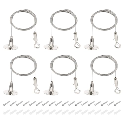 PATIKIL 2 Stück Verstellbares Bildaufhängedraht-Set, 2m/6,6ft Passend für 1,5mm Draht Schwere Edelstahl-Drahtseil-Aufhänger-Hardware mit Aufhängescheibe zum Aufhängen von Spiegeln, Rahmen von PATIKIL