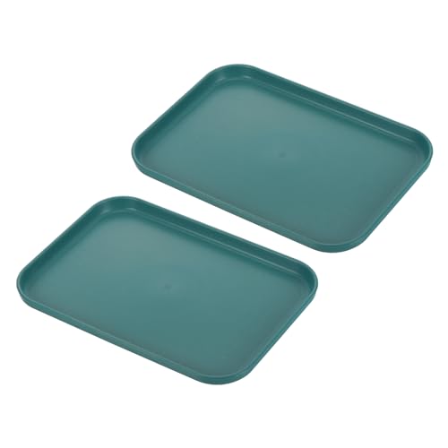 PATIKIL 2 Stücke Klein Serviertablett, 24cm x 17.5cm Kunststofftablett PP Fast Food-Tablett Wiederverwendbar Rechteckig Tabletts Servierplatte für Küche Esszimmer, Dunkelgrün von PATIKIL