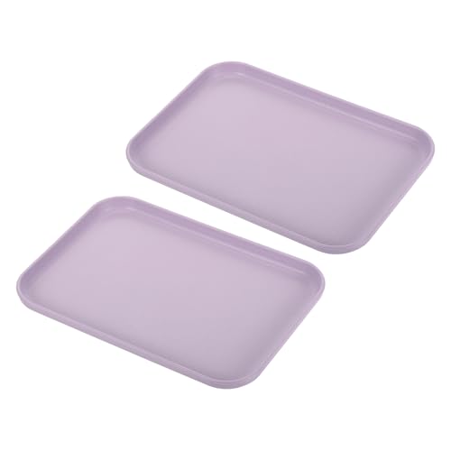 PATIKIL 2 Stücke Klein Serviertablett, 24cm x 17.5cm Kunststofftablett PP Fast Food-Tablett Wiederverwendbar Rechteckig Tabletts Servierplatte für Küche Esszimmer, Lila von PATIKIL