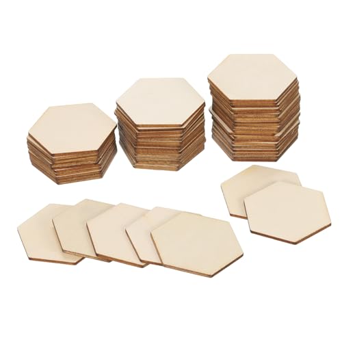 PATIKIL 2 Zoll Unvollendete Sechseck Holzscheiben, 50er Pack Leer Holz Scheiben Ausschnitte für DIY Kunsthandwerk Malerei Dekor Weihnachtsdekorationen von PATIKIL