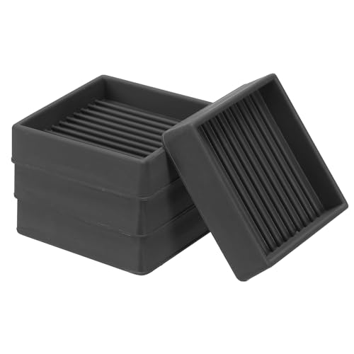 PATIKIL 2"x2" Quadratische Gummimöbel-Pads, 4er-Pack rutschfeste Möbelgleiter-Antirutsch-Schutzkappen für Möbelfüße Bett Couch Stuhl Tischstopper, Schwarz von PATIKIL