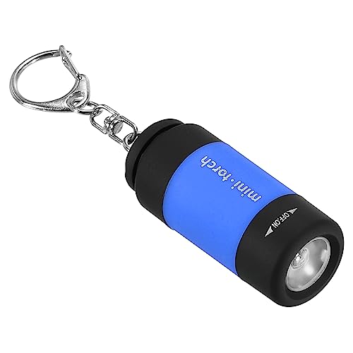 PATIKIL 2.1" Mini Wiederaufladbar LED Schlüsselkette Blitzlicht EDC Tragbar Klein Taschenlampe mit USB Ladung für Tägliche Nutzung Hell Blau von PATIKIL