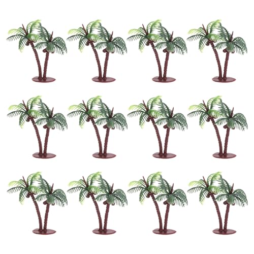 PATIKIL 2.8" Miniature Plastik Kokosnuss Palme 12 Pack Mini Baum Dekor Mikro Pflanze Modell für Heimwerker Strand Landschaft Prop Dekoration Grün von PATIKIL