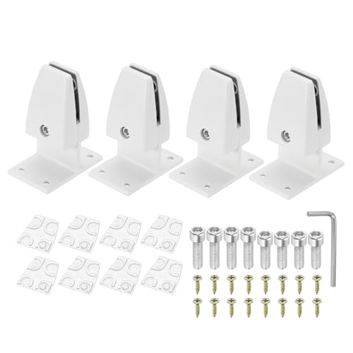 PATIKIL 2.8x1.7x3.6 Schreibtisch-Trennwandstützklemme, 4 Stück Aluminium-Schreibtischschildklemme Schreibtisch-Trennwandklemme Halterung für Büro- und Heim-Schreibtischpaneel, Mattweiß von PATIKIL