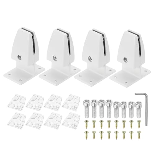 PATIKIL 2.8x1.7x3.6 Schreibtisch-Trennwandstützklemme, 4 Stück Aluminium-Schreibtischschildklemme Schreibtisch-Trennwandklemme Halterung für Büro- und Heim-Schreibtischpaneel, Weiß von PATIKIL