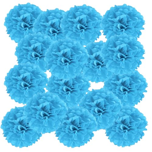 PATIKIL 20 Stück 10 cm Pom Poms Papier Blumen, Papierblumen Hochzeitsdeko Seidenpapier für Hochzeit Brautdusche Blumenkugel Geburtstagsparty Hintergrund Dekoration, Blau von PATIKIL