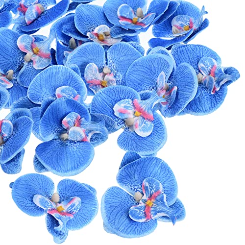 PATIKIL 20Pack 2.8" Künstliche Orchidee Blumenköpfe Seide Phalaenopsis Falsche Schmetterling Orchidee Köpfe für Hochzeit Blumenstrauß Dekor Heimwerker Herstellung Blau von PATIKIL