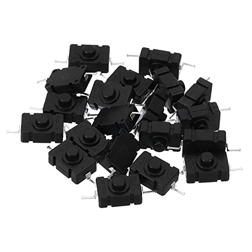 PATIKIL 20Stk Verriegelung Drücken Schaltfläche Schalter KAN-28 Nadel Stift Ein/Aus Selbstsperrung 250V 1.5A Mikro Schalter für Taschenlampe Licht Stab Ausgang Schwarz von PATIKIL