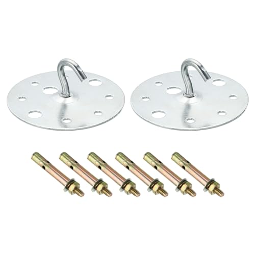 PATIKIL 220lbs 90mm Stahl Decke Haken 2Stk Deckenlüfter Haken Pad Ösen Platte Wand Aufhänger Hardware mit Montage Schrauben für Hängeleuchte Pflanzenkörbe von PATIKIL