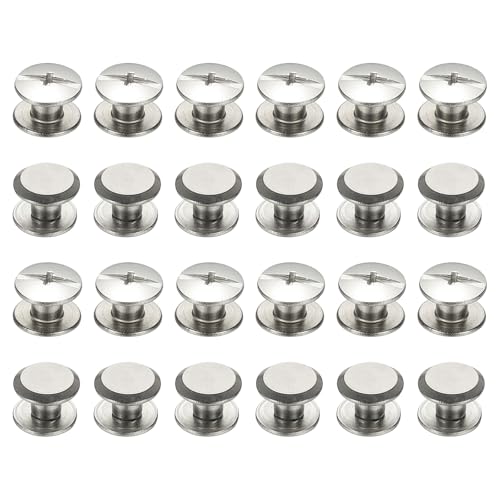 PATIKIL 24 Sets Chicago Screws, 4x4mm(DxH) Chicago Screws Phillips Binding Post Screw Bolts Leather Rivets 304 Edelstahl Befestigungselemente Für Ledergürtel Scrapbook Fotoalben, Silber von PATIKIL