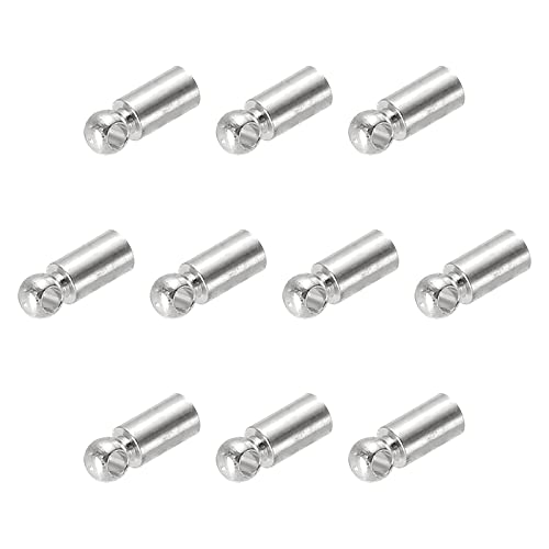 PATIKIL 25Stk Schnur End Kappen 2.5mm End Kappe Fassperlen Kumihimo Endkappen Messing für Leder Kordel Quasten Schmuck Herstellung 8mm Länge Rhodium Farbe von PATIKIL