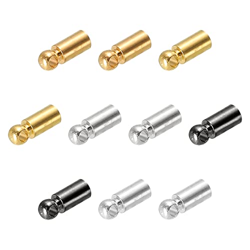 PATIKIL 25Stk Schnur End Kappen 2.5mm End Kappe Fassperlen Kumihimo Endkappen Messing für Leder Kordel Quasten Schmuck Herstellung 8mm Länge Vielfarbig von PATIKIL