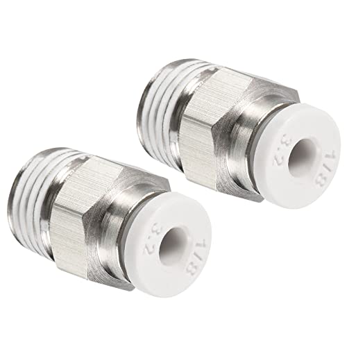 PATIKIL 2Pack G1/8 Anschieben Passt 3mm AD Schlauch Verbinden Anschlüsse Gerade Kupplung Adapter für Gas Pneumatischer Luftstrom Übergang Weiß Silberton von PATIKIL