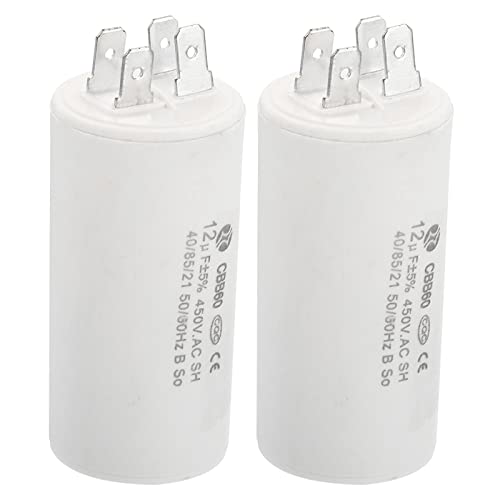 PATIKIL 2Stk CBB60 12uF Betrieb Kondensator AC 450V 4 Stifte 50/60Hz Zylinder 1.33 x 2.73" für Wasserpumpe Waschmaschinen Motor Start von PATIKIL