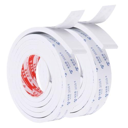 PATIKIL 2m/6,6ft Dichtungs-Schaumband, 2er Pack 4cm Breit 8mm Dick Einseitiges Wetterstreifen Türdichtungsstreifen für Fenster- und Türisolierung, Weiß von PATIKIL