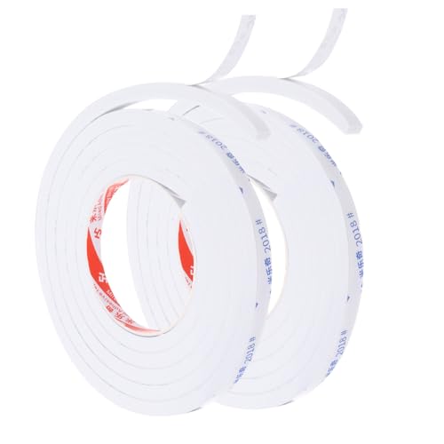 PATIKIL 2m Dichtungsband Selbstklebend, 10mm(B) x 10mm(D) Dichtband für Fenster Türen, Schaumstoff Klebeband 2 Rollen, Weiß von PATIKIL