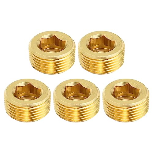 PATIKIL 3/4" PT Messing Sechskant Versenkte Stopfen 5 Pack Zähler Versenkte Innere Sechskant Gewinde Steckdose Rohrleitung Stopfen Stecker Beschläge für Wasser Öl Gasleitung PATIKIL 3/4" PT Messing Sechskant Versenkte Stopfen 5 Pack Zähler Versenkte Innere Sechskant Gewinde Steckdose Rohrleitung Stopfen Stecker Beschläge für Wasser Öl Gasleitung von PATIKIL