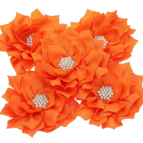 PATIKIL 3,5" Chiffonblumen, 5 Stück Stoffblumen Strass Perlen Nähen Stoffapplikationen für Basteln Nähen Kleider DIY Kleidung Haarbänder Hochzeit Party Dekoration, Orange PATIKIL 3,5" Chiffonblumen, 5 Stück Stoffblumen Strass Perlen Nähen Stoffapplikationen für Basteln Nähen Kleider DIY Kleidung Haarbänder Hochzeit Party Dekoration, Orange von PATIKIL