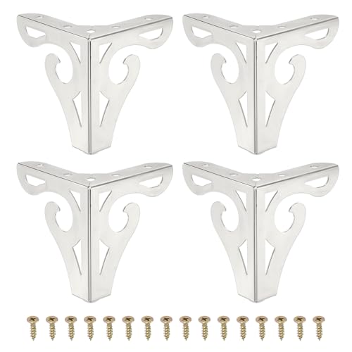 PATIKIL 3,7 Zoll Ausgehöhlte Möbelfüße, Set mit 4 modernen Metall-Dreieck-Couchfüßen als Ersatz für Schrank, Kommode, Schrank, Tisch, Stuhl, Ottomane, Bücherregal, Kleiderschrank, Silber von PATIKIL
