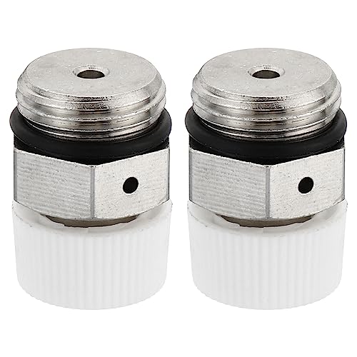 PATIKIL 3/8" BSP 2Pack Stecker Gewinde Manual Heizkörper Entlüftung Ventile Vernickelt Messing Steckventil ohne Schlüssel für Heizkörper Silber Weiß von PATIKIL