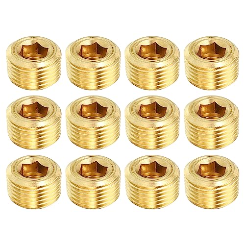 PATIKIL 3/8" NPT Messing Sechskant Versenkte Stopfen 12 Pack Zähler Versenkte Innere Sechskant Gewinde Steckdose Rohrleitung Stopfen Stecker Beschläge für Wasser Öl Gasleitung PATIKIL 3/8" NPT Messing Sechskant Versenkte Stopfen 12 Pack Zähler Versenkte Innere Sechskant Gewinde Steckdose Rohrleitung Stopfen Stecker Beschläge für Wasser Öl Gasleitung von PATIKIL