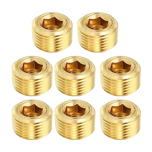 PATIKIL 3/8" NPT Messing Sechskant Versenkte Stopfen 8 Pack Zähler Versenkte Innere Sechskant Gewinde Steckdose Rohrleitung Stopfen Stecker Beschläge für Wasser Öl Gasleitung PATIKIL 3/8" NPT Messing Sechskant Versenkte Stopfen 8 Pack Zähler Versenkte Innere Sechskant Gewinde Steckdose Rohrleitung Stopfen Stecker Beschläge für Wasser Öl Gasleitung von PATIKIL