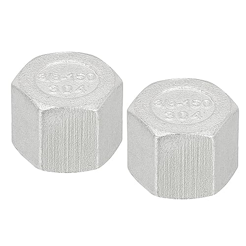 PATIKIL 3/8" Rohrleitung Fitting Kappe 2 Packung 304 Edelstahl Geschmiedet Rohrleitung Kappe für Heimwerker Sanitärsystem von PATIKIL