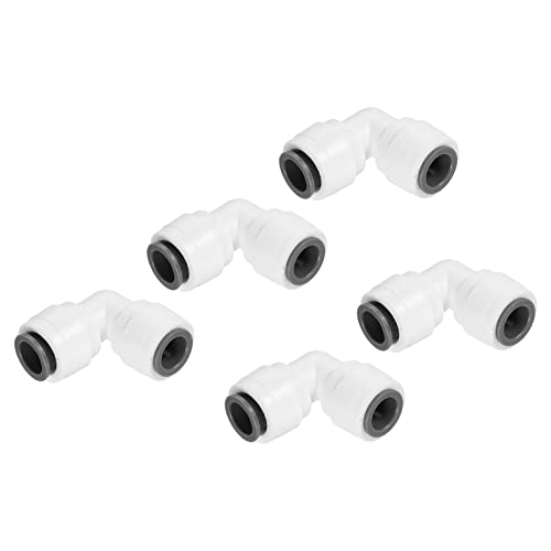 PATIKIL 3/8" Steckbare Winkel Verschraubungen 5 Pack 90 Grad Wasser Linie Fitting für RO Wasser System Weiß von PATIKIL