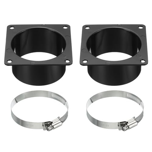PATIKIL 3" Kanalanschluss Flansch 2 Pack Trockner Entlüftung Wandplatte Vierkant auf Rund Gerade mit Klemme für Luft Heizung Kühlung Lüftung Ablüfter Schwarz von PATIKIL