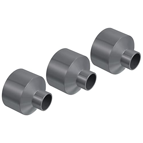 PATIKIL 3 Stück PVC Reduzierung Rohr Verschraubung 75x32mm Gerade Kupplung Adapter Stecker Grau von PATIKIL