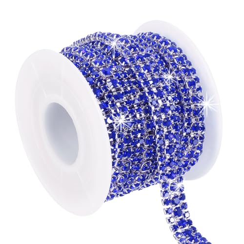 PATIKIL 3 Yards Strasskette Rolle 3 Reihen Kristall Naht Besatzstreifen Für Kleidung Basteln DIY Kostümdekoration Taschenrand Verzierung Silber/Blau PATIKIL 3 Yards Strasskette Rolle 3 Reihen Kristall Naht Besatzstreifen Für Kleidung Basteln DIY Kostümdekoration Taschenrand Verzierung Silber/Blau von PATIKIL