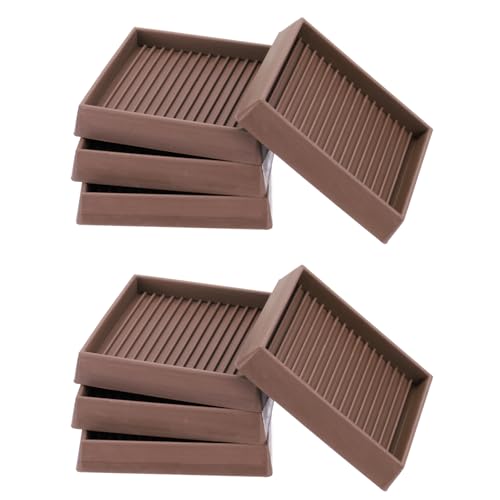 PATIKIL 3 Zoll Gummimöbel-Pads, 8er-Pack rutschfeste Möbel-Untersetzer Quadratische Anti-Rutsch-Möbelrollenbecher Möbelfüße Untersetzer für Bettsofa-Stopper, Braun von PATIKIL
