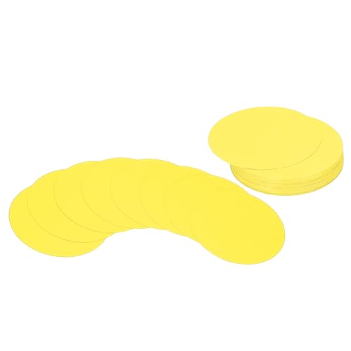 PATIKIL 36 Stück Moderationskarten Karteikarten Kreis-Karton, 7.5 cm runde Ausschnitt-Papierdicke Karton-Untersetzer für DIY-Bastelprojekte Klassenzimmer-Pinnwand-Dekoration, Gelb von PATIKIL