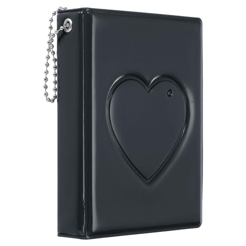 PATIKIL 3 Zoll Mini-Fotokarten-Binder-Album mit 32 Taschen Kleines Love Heart Picture Holder Book für Sammlung, Schwarz PATIKIL 3 Zoll Mini-Fotokarten-Binder-Album mit 32 Taschen Kleines Love Heart Picture Holder Book für Sammlung, Schwarz von PATIKIL