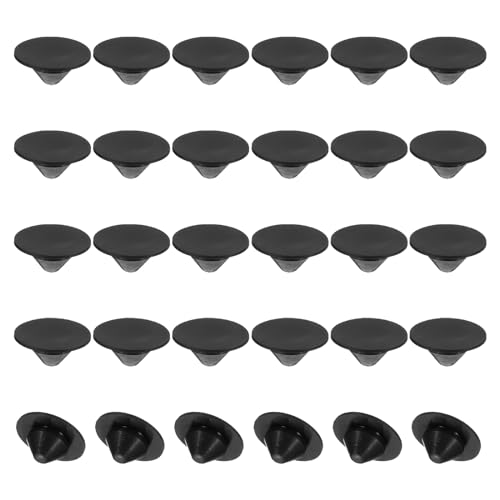 PATIKIL 30 Stück 10mm Durchmesser Silikon Abdeckkappen für Bohrlöcher, in Riegelform Möbel-Lochverschlussknopf Breiter Rand Schutzabdeckung Passend für 10-11mm Loch, Schwarz. von PATIKIL