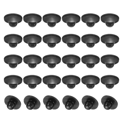 PATIKIL 30 Stück 5mm Durchmesser Silikon Abdeckkappen für Bohrlöcher, in Riegelform Möbel-Lochverschlussknopf Breiter Rand Bogen Schutzabdeckung Passend für 5-5,5mm Loch, Schwarz. von PATIKIL