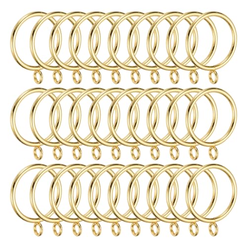 PATIKIL 30 Stück Metall-Gardinenringe für Vorhangstangen Hoop Pins, 38 mm Innendurchmesser-Vorhangringe mit Ösen, Goldton von PATIKIL