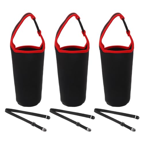 PATIKIL 30oz Tumbler-Trägerhalter mit Schultergurt, 3er-Pack wiederverwendbare Neopren-Isolierhülle für Kaffeebecher und Wasserflaschen, schwarz rot von PATIKIL