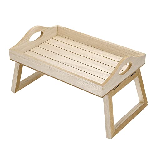 PATIKIL 30x20x17cm Frühstückstisch Tablett Bett Tabletten mit Klappbare Beine Tragbar Holz Servierplatte Laptop Snack Schreibtisch für Essen Braun von PATIKIL