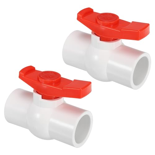 PATIKIL 32mm ID Kugelhahn, 2er Pack PVC Steckdosen-Absperrventil mit leicht drehbarem Griff zur Wasserflusskontrolle, Weiß/Rot PATIKIL 32mm ID Kugelhahn, 2er Pack PVC Steckdosen-Absperrventil mit leicht drehbarem Griff zur Wasserflusskontrolle, Weiß/Rot von PATIKIL