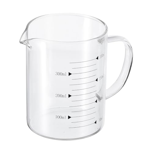 PATIKIL 350ml Glas Messbecher, 3.3 Borosilikatglas mit schwarzer Skala, Flüssigkeitsmessbecher mit V-förmigem Ausguss für die Küche PATIKIL 350ml Glas Messbecher, 3.3 Borosilikatglas mit schwarzer Skala, Flüssigkeitsmessbecher mit V-förmigem Ausguss für die Küche von PATIKIL