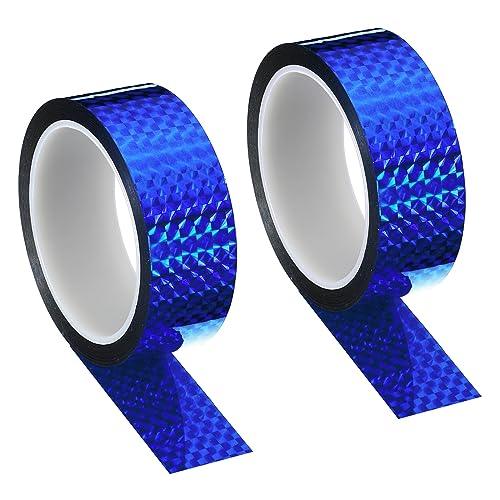 PATIKIL 35mmx50m 2Pack Prismenband Holographisch Reflektierend Selbstklebend für DIY Kunst Handwerk Verpackung Dekoration Blau von PATIKIL