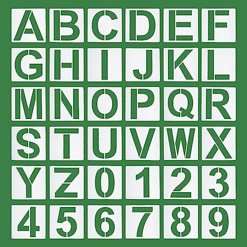 PATIKIL 36Pack 10" Buchstabe Schablonen Number Schablonen Wiederverwendbar Buchstabe Vorlagen Numbers Stencil Set für Malerei Holzwand Weiß von PATIKIL