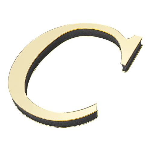 PATIKIL 3D Acryl Buchstaben Spiegel Wandaufkleber Schrift C Selbstklebend Hause Deko Schrift Schild Kunst Aufkleber Abziehbild für DIY Hause Dekoration Hellgold von PATIKIL