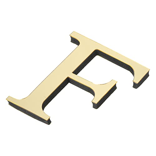 PATIKIL 3D Acryl Buchstaben Spiegel Wandaufkleber Schrift F Selbstklebend Hause Deko Schrift Schild Kunst Aufkleber Abziehbild für DIY Hause Dekoration Hellgold von PATIKIL