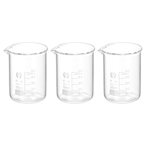 PATIKIL 3Stk 50ml Niedrig Form Glasbecher 3.3 Borosilikatglas Skalierte Bedruckte Messbecher mit Ausguss für Küche Labor Flüssigkeiten PATIKIL 3Stk 50ml Niedrig Form Glasbecher 3.3 Borosilikatglas Skalierte Bedruckte Messbecher mit Ausguss für Küche Labor Flüssigkeiten von PATIKIL