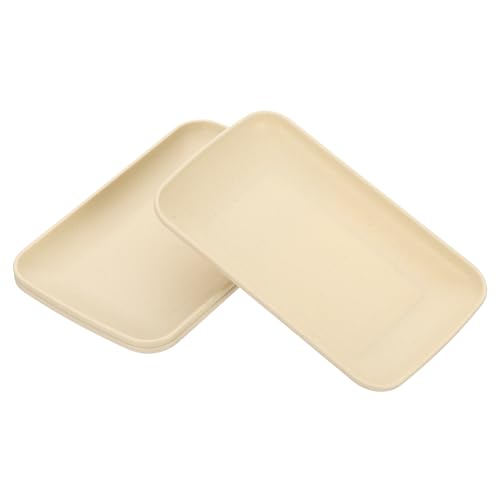 PATIKIL 3Stk Weizen Teller 9"x6" Rechteckig Plastik Teller Wiederverwendbar Weizen Teller Unzerbrechlich Dessert Teller Tabletts für Abendessen Kuchen Obst Salat Steak Beige von PATIKIL
