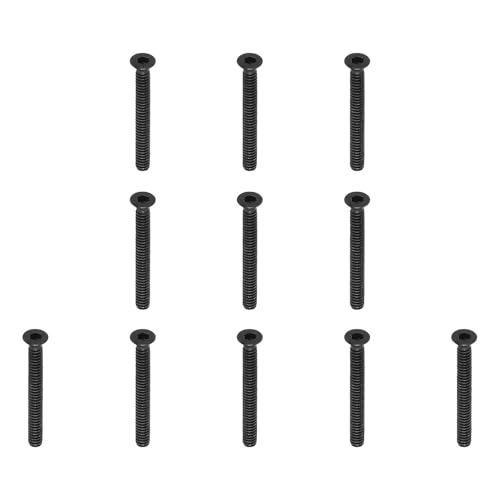 PATIKIL #4-40 x 1 Inch Flachkopf-Innensechskantschrauben, 10er-Pack Flachkopf-Senkschrauben Sechskant-Antrieb Maschinenschrauben Vollgewinde Grobgewinde UNC Schwarzoxid Grad 10.9 von PATIKIL